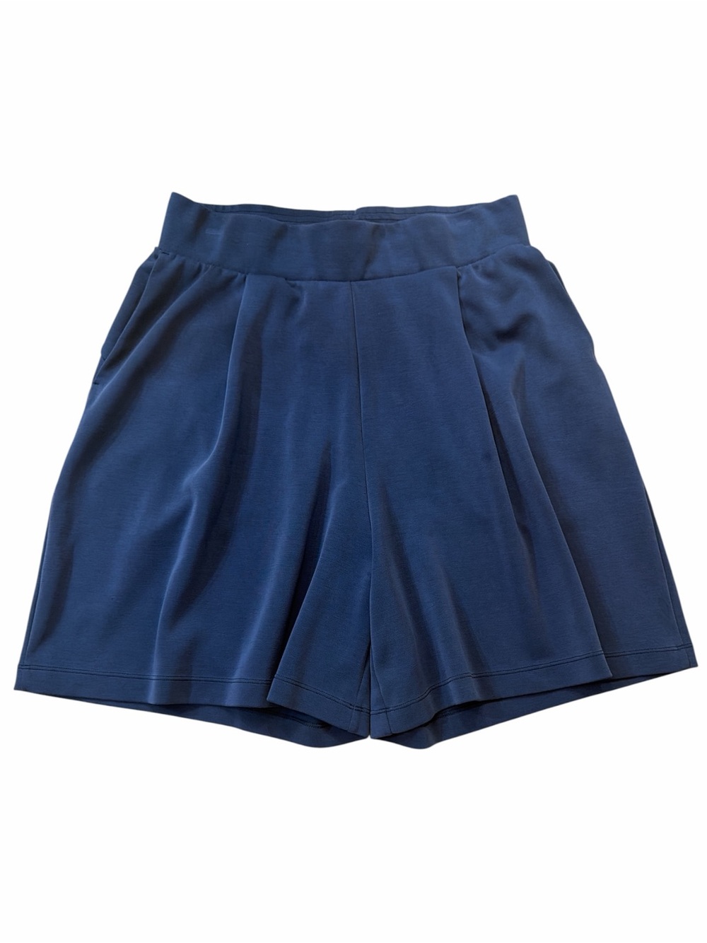 Ododos Navy Blue Pleated Stretch Shorts
